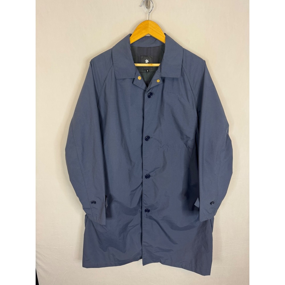 Goldwin Mens Navy Blue Nylon Ripstop Mac Coat GO11815 Plaid Lining Small